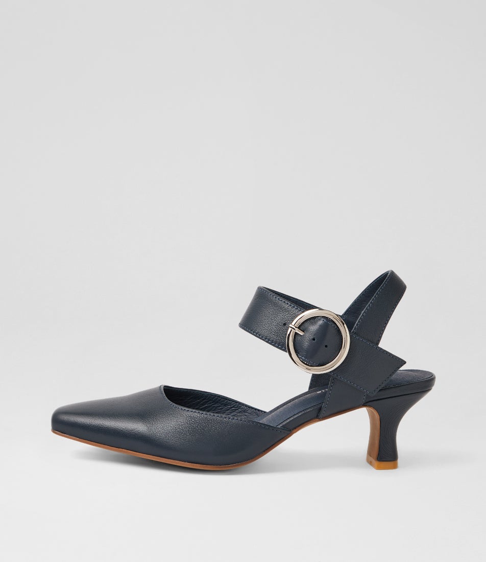 Caris Navy Leather Heels Caris Navy Leather Heels