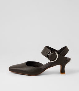 Caris Choc Leather Heels Caris Choc Leather Heels