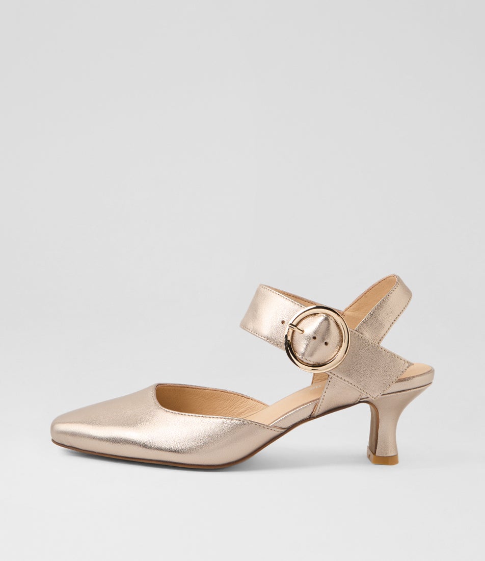 Caris Platino Leather Mary Jane Heels