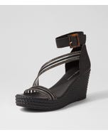 Estela Black Vinylite Leather Sandals