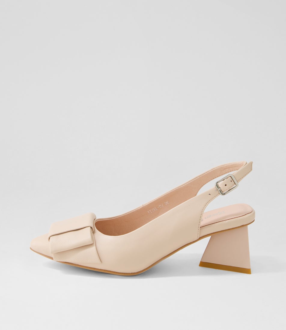 Itzel Nude Leather Heels