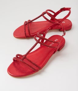 LAROZA DJ RED METALLIC FABRIC JEWELS