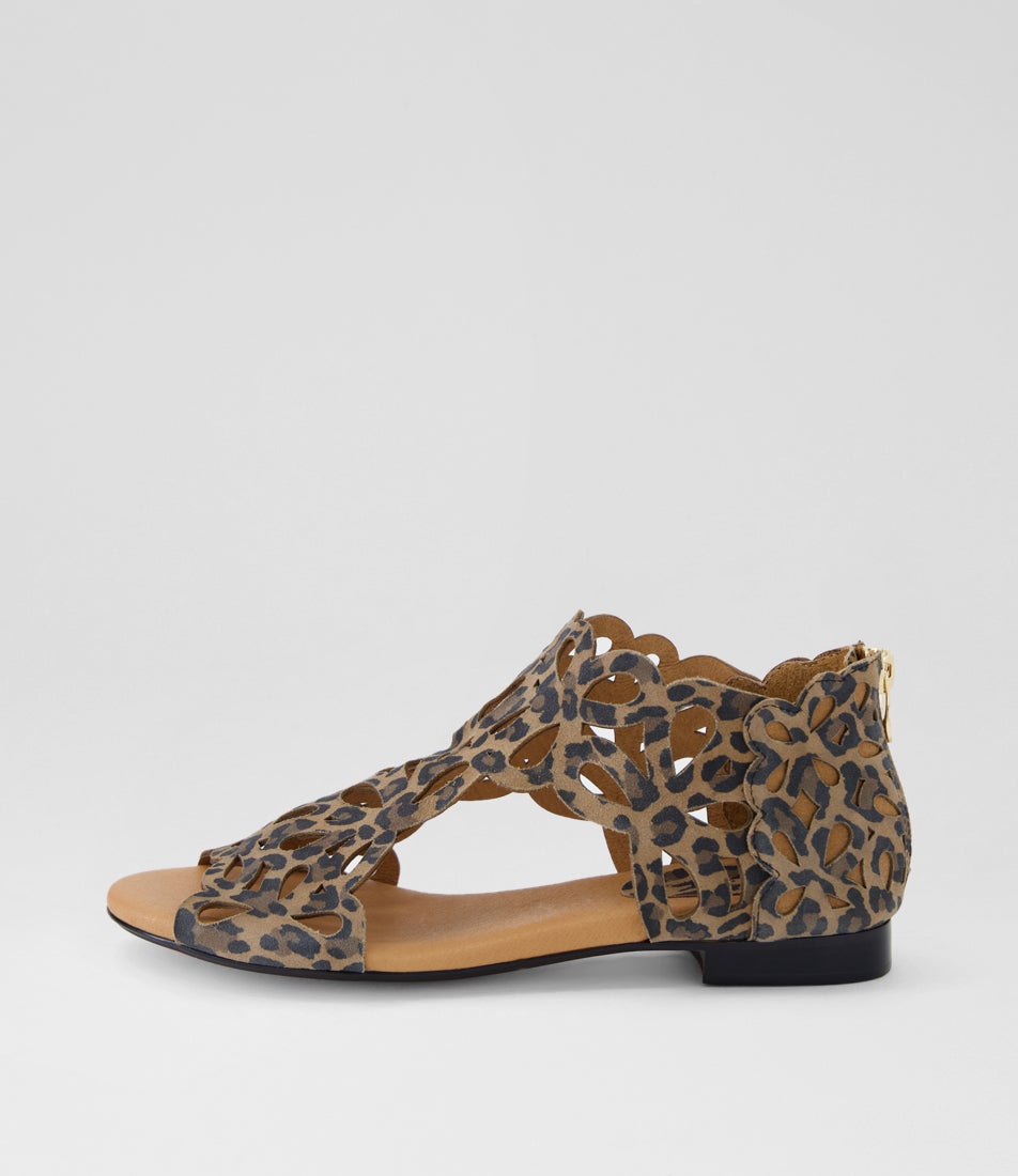 Pietro Camel Leopard Suede Sandals Pietro Camel Leopard Suede Sandals