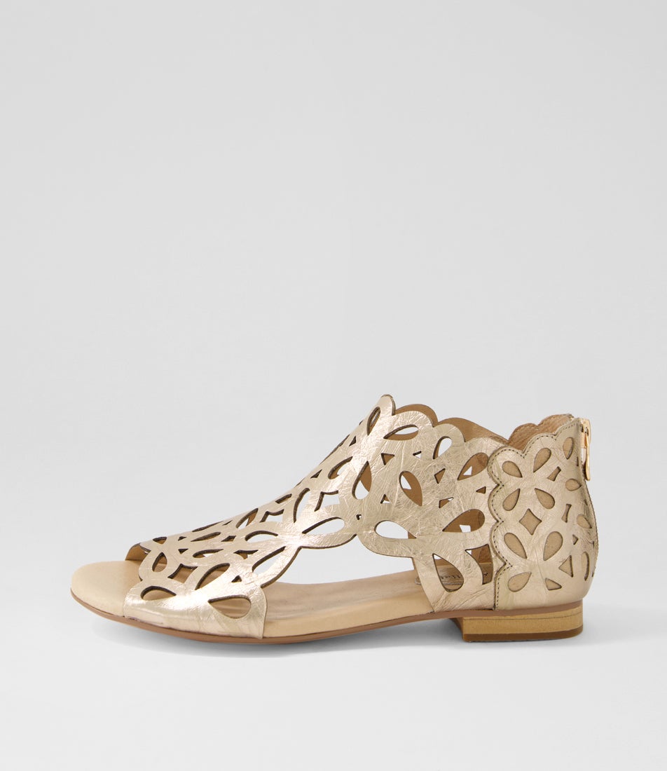 Pietro Champagne Shine Leather Sandals