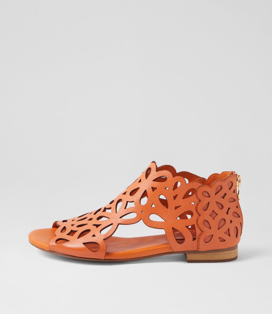 Pietro Orange Leather Sandals