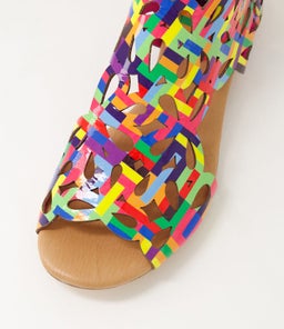PIETRO DJ PINK STRIPE MULTI PATENT LEATHER