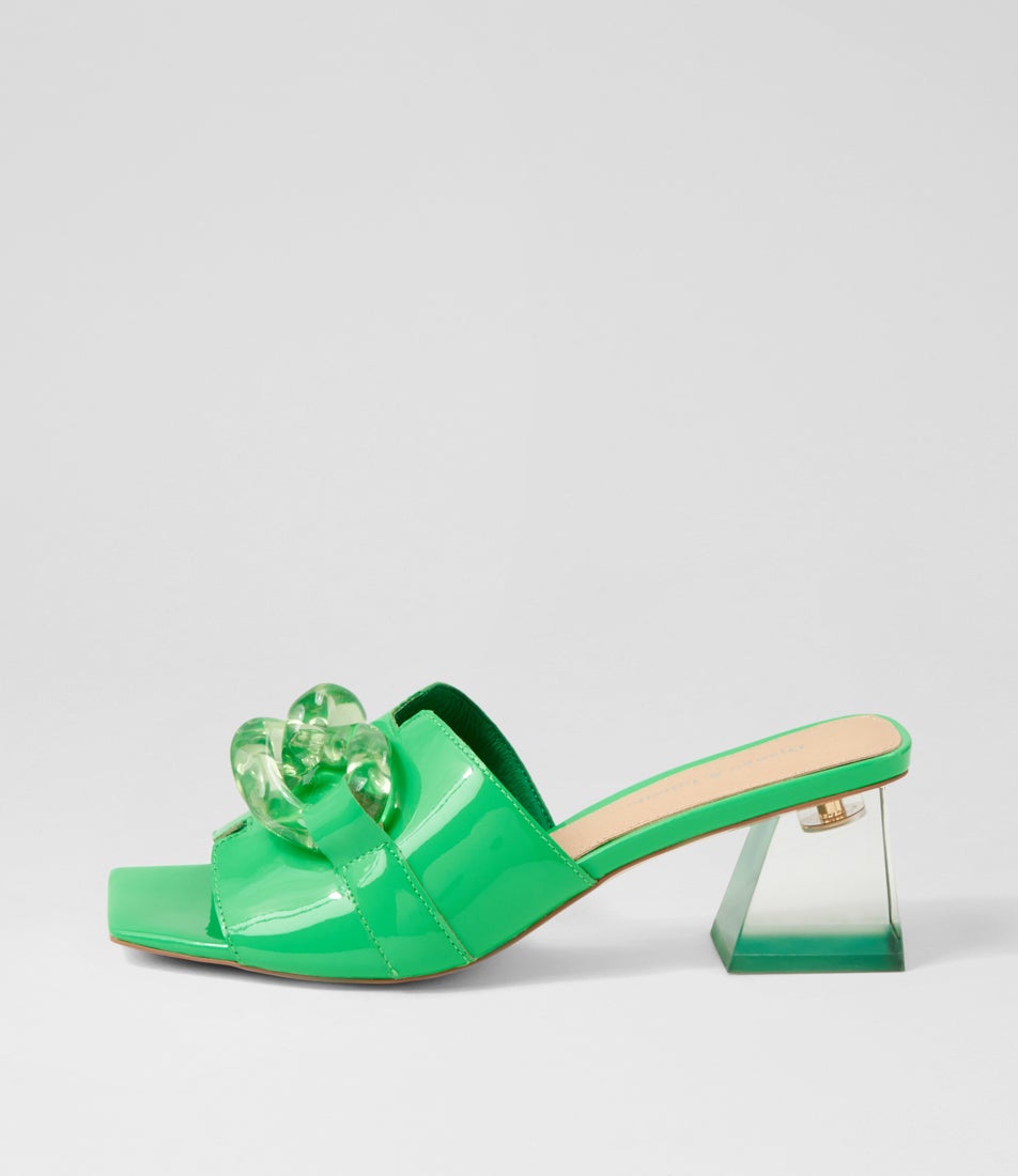 Rulie Lime Patent Leather Mules