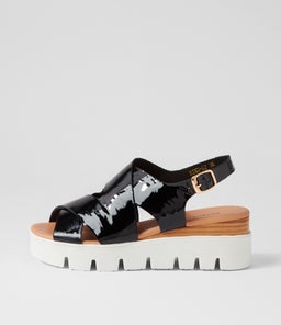 RIKU DJ BLACK NATURAL&WHITE PATENT SOLE