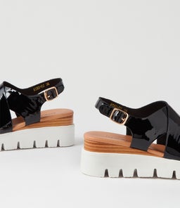 RIKU DJ BLACK NATURAL&WHITE PATENT SOLE