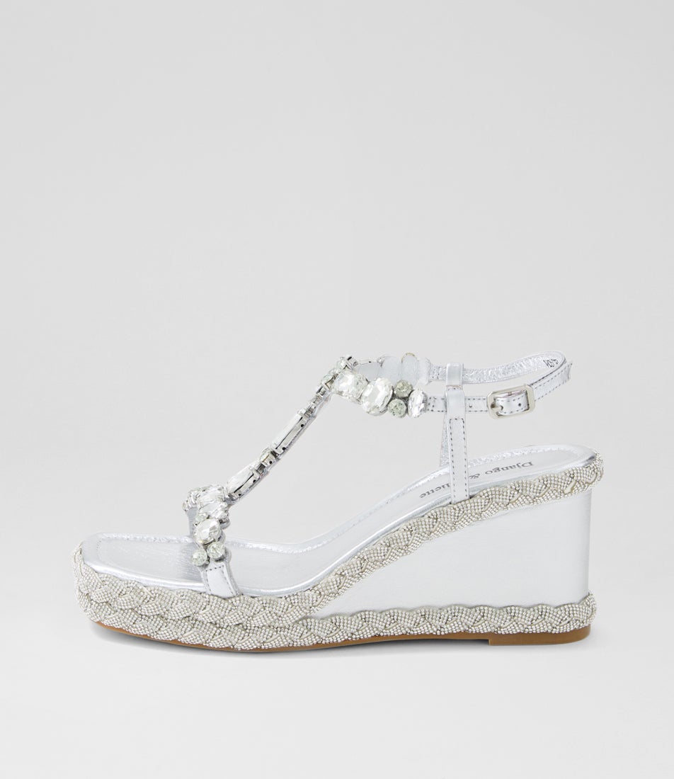 Vontey Silver Leather Jewels Sandals Vontey Silver Leather Jewels Sandals