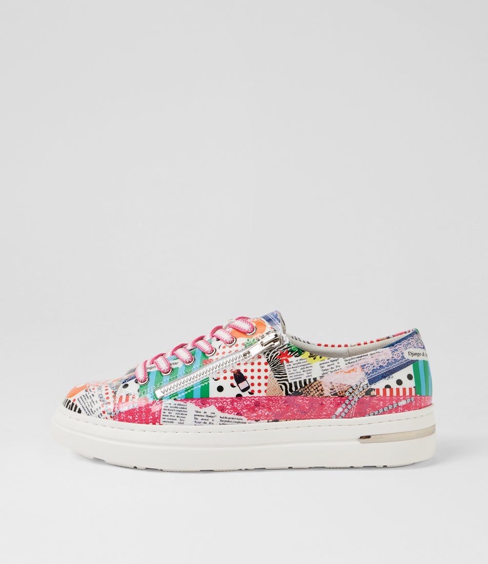 Wovi Collage 2 Print Patent Leather Sneakers