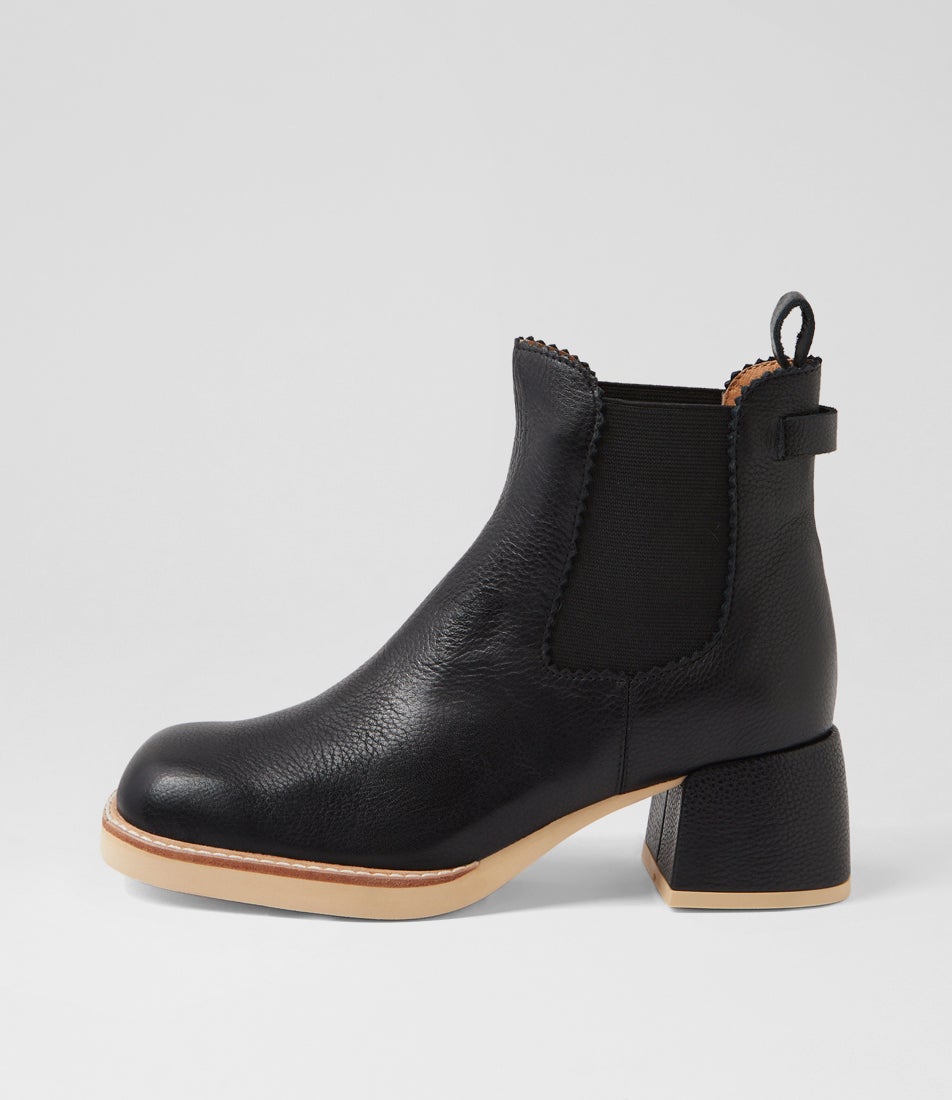 Aine Black Natural Tumble Leather Ankle Boots Aine Black Natural Tumble Leather Ankle Boots