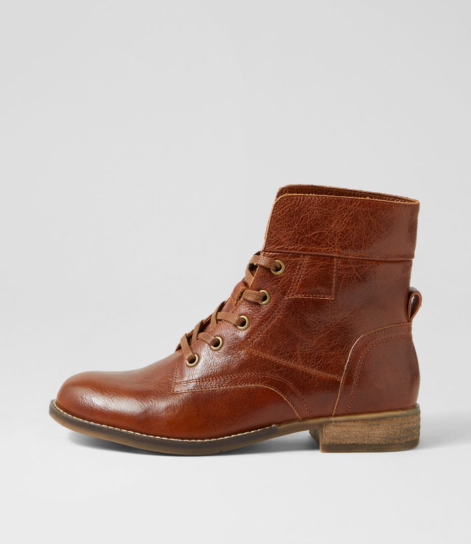 Cydney Tan Leather Lace Up Ankle Boots