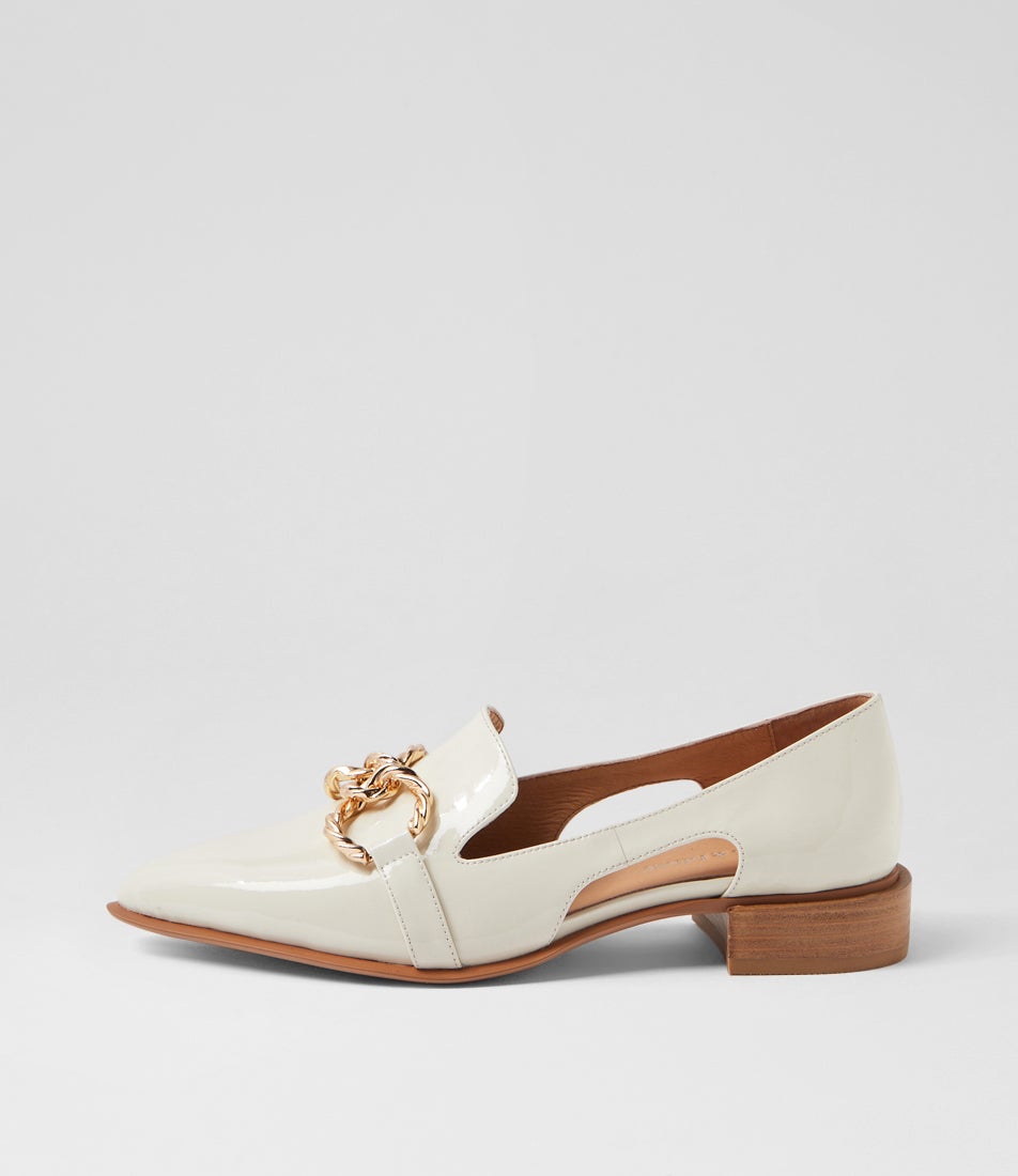Eitan Ivory Patent Leather Flat Shoes Eitan Ivory Patent Leather Flat Shoes