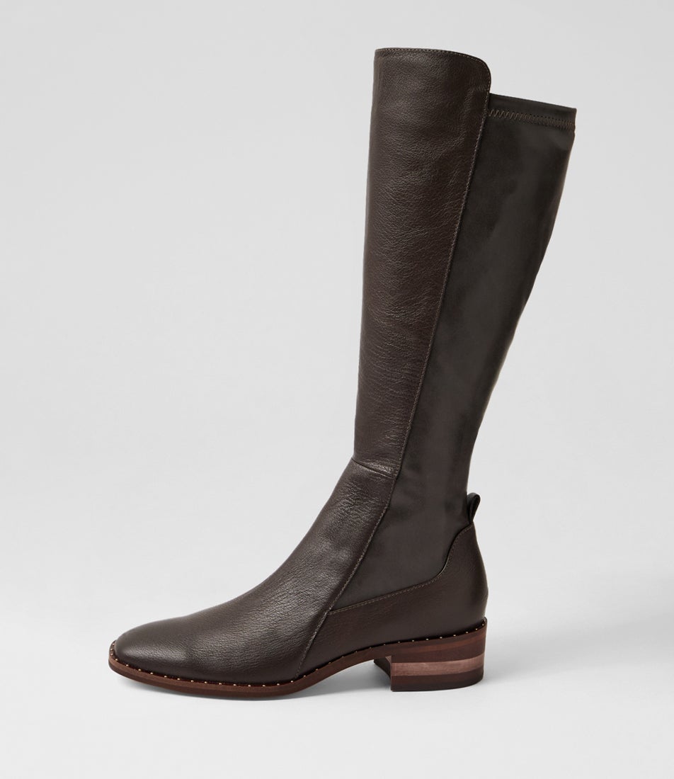 Folmy Choc Leather Stretch Knee High Boots Folmy Choc Leather Stretch Knee High Boots