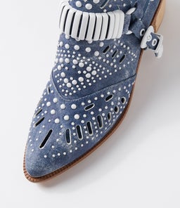 HASP DJ BLUE DIST DENIM WHITE LEATHER