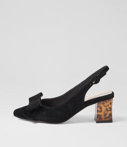 HENSLEY DJ BLACK LEOPARD HEEL SUEDE