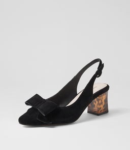 HENSLEY DJ BLACK LEOPARD HEEL SUEDE