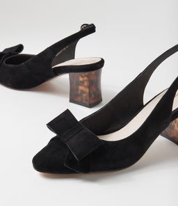 HENSLEY DJ BLACK LEOPARD HEEL SUEDE