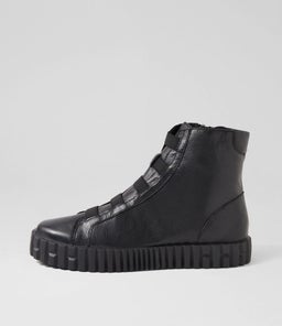 OZIPPA DJ BLACK BLACK SOLE LEATHER ELASTIC