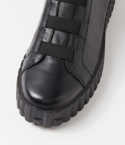 OZIPPA DJ BLACK BLACK SOLE LEATHER ELASTIC