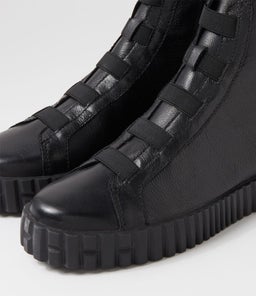 OZIPPA DJ BLACK BLACK SOLE LEATHER ELASTIC