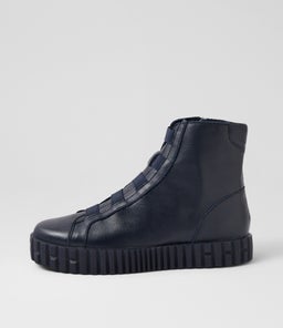 OZIPPA DJ NAVY NAVY SOLE LEATHER ELASTIC