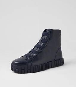 OZIPPA DJ NAVY NAVY SOLE LEATHER ELASTIC