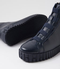 OZIPPA DJ NAVY NAVY SOLE LEATHER ELASTIC
