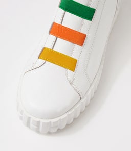 OZIPPA DJ WHITE BRIGHT LEATHER ELASTIC