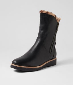 RHEMY DJ BLACK TAN LEOPARD LEATHER FUR