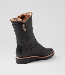 RHEMY DJ BLACK TAN LEOPARD LEATHER FUR