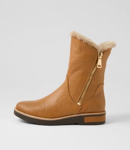 RHEMY DJ DK TAN NATURAL LEATHER FUR