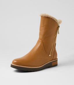 RHEMY DJ DK TAN NATURAL LEATHER FUR