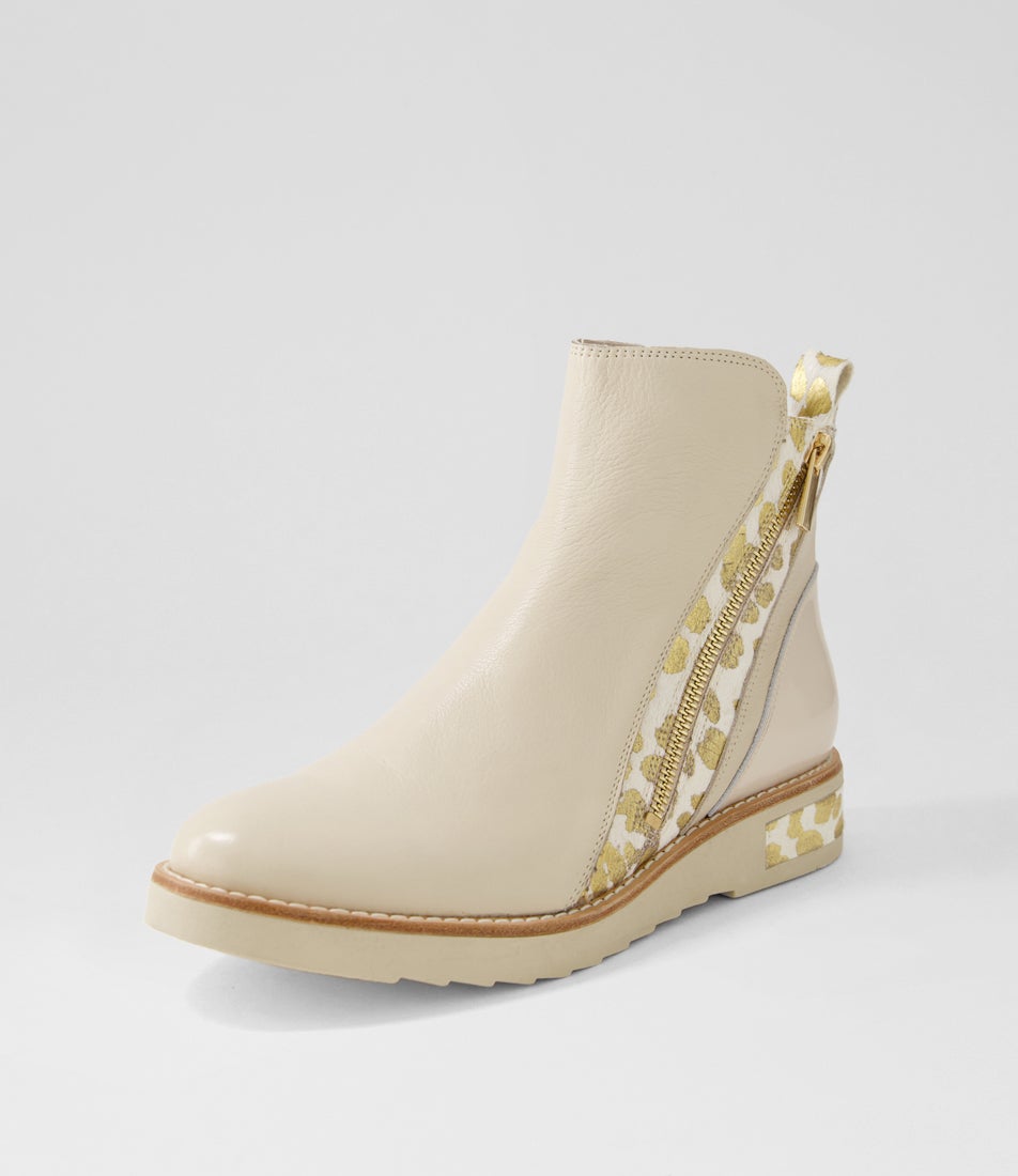 Rhain Vanilla Leopard Leather Multi Ankle Boots