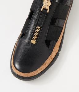 TENI DJ BLACK BLACK SOLE LEATHER ELASTIC