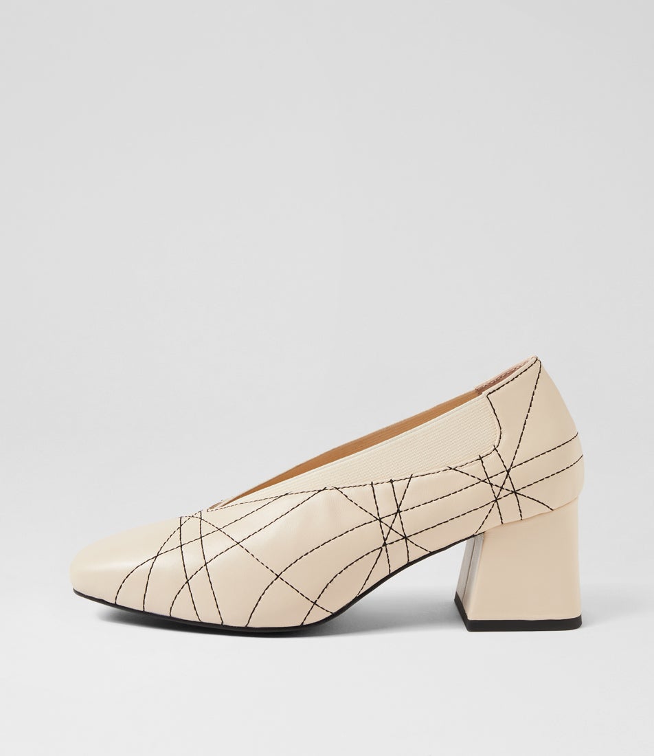 Velika-Dj-Cream-Black Stitch-Leather