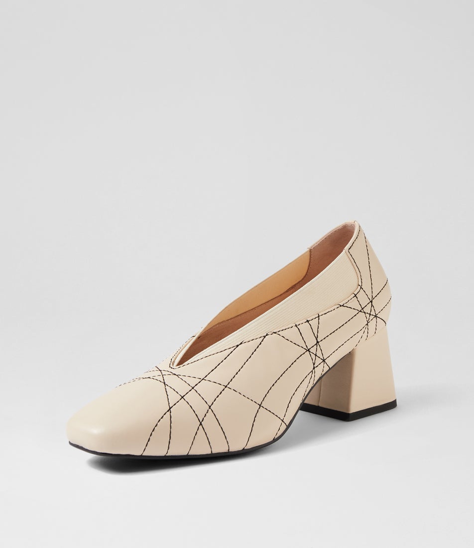 Velika-Dj-Cream-Black Stitch-Leather