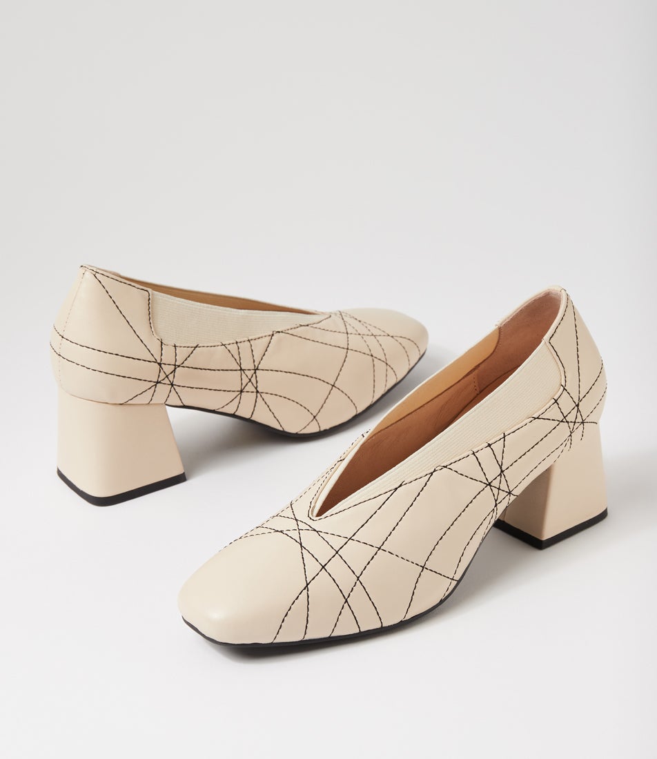 Velika-Dj-Cream-Black Stitch-Leather