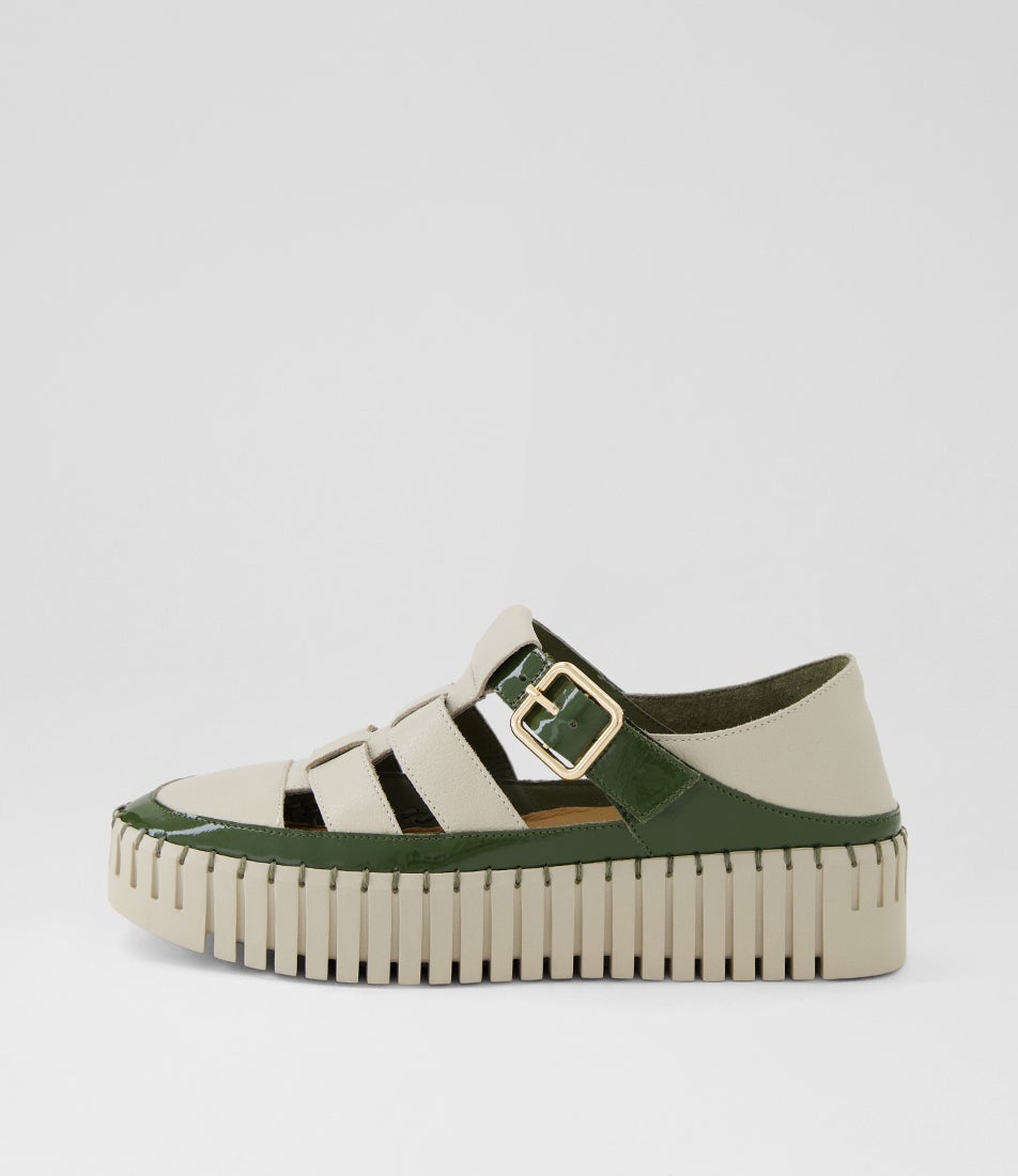Baytown Khaki Almond Patent Leather Flatforms Baytown Khaki Almond Patent Leather Flatforms