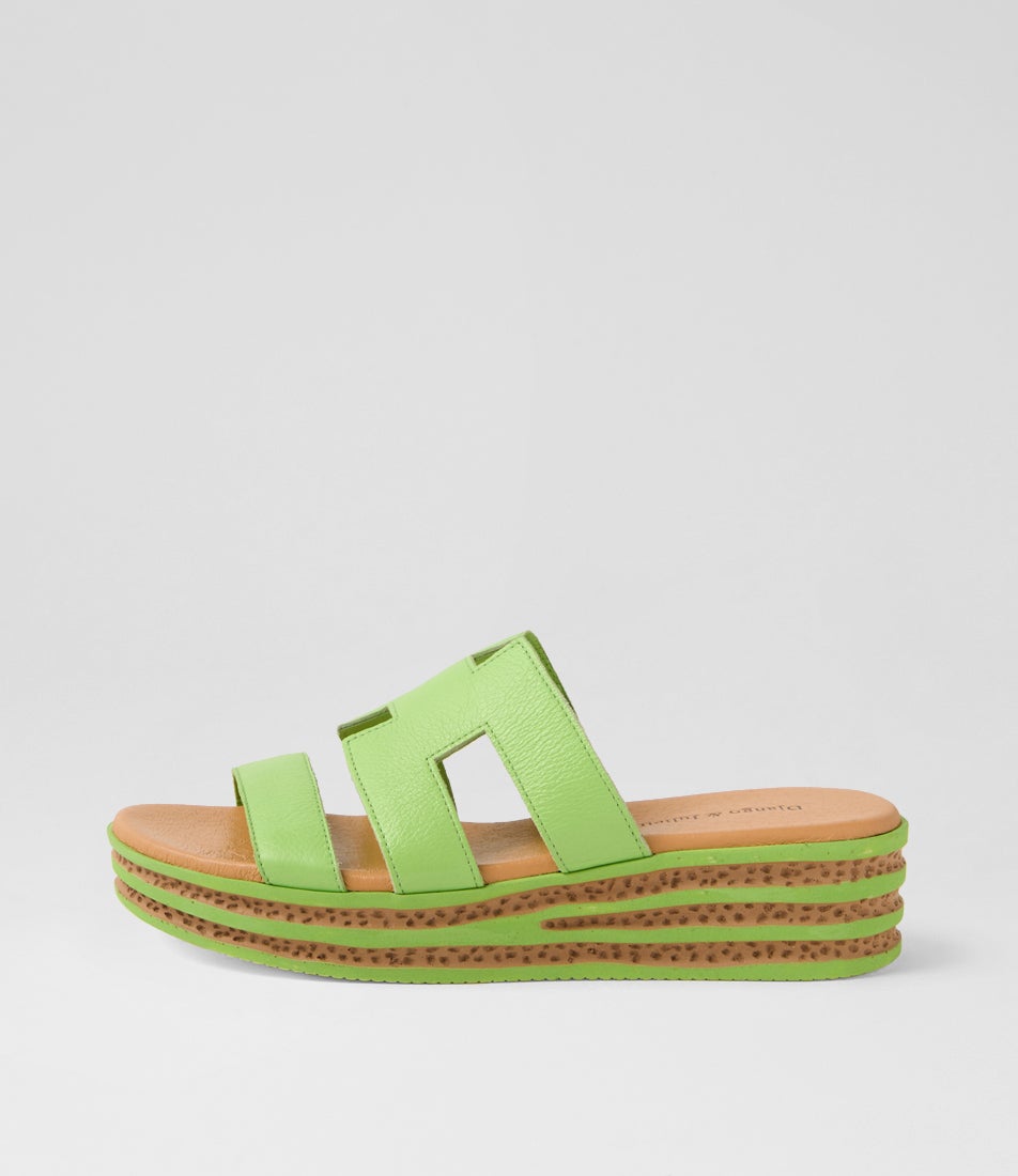 Copings Light Lime Leather Slides