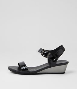 DEERA DJ BLACK PEWTER HEEL PATENT LEATHER