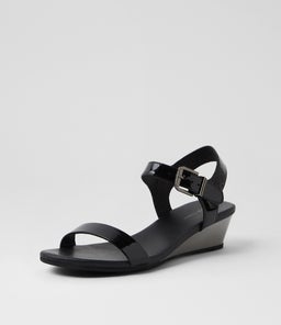 DEERA DJ BLACK PEWTER HEEL PATENT LEATHER