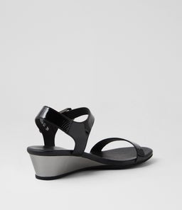 DEERA DJ BLACK PEWTER HEEL PATENT LEATHER