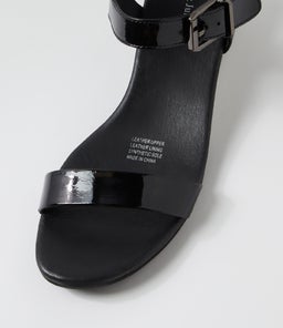 DEERA DJ BLACK PEWTER HEEL PATENT LEATHER