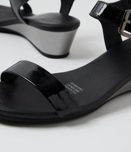 DEERA DJ BLACK PEWTER HEEL PATENT LEATHER