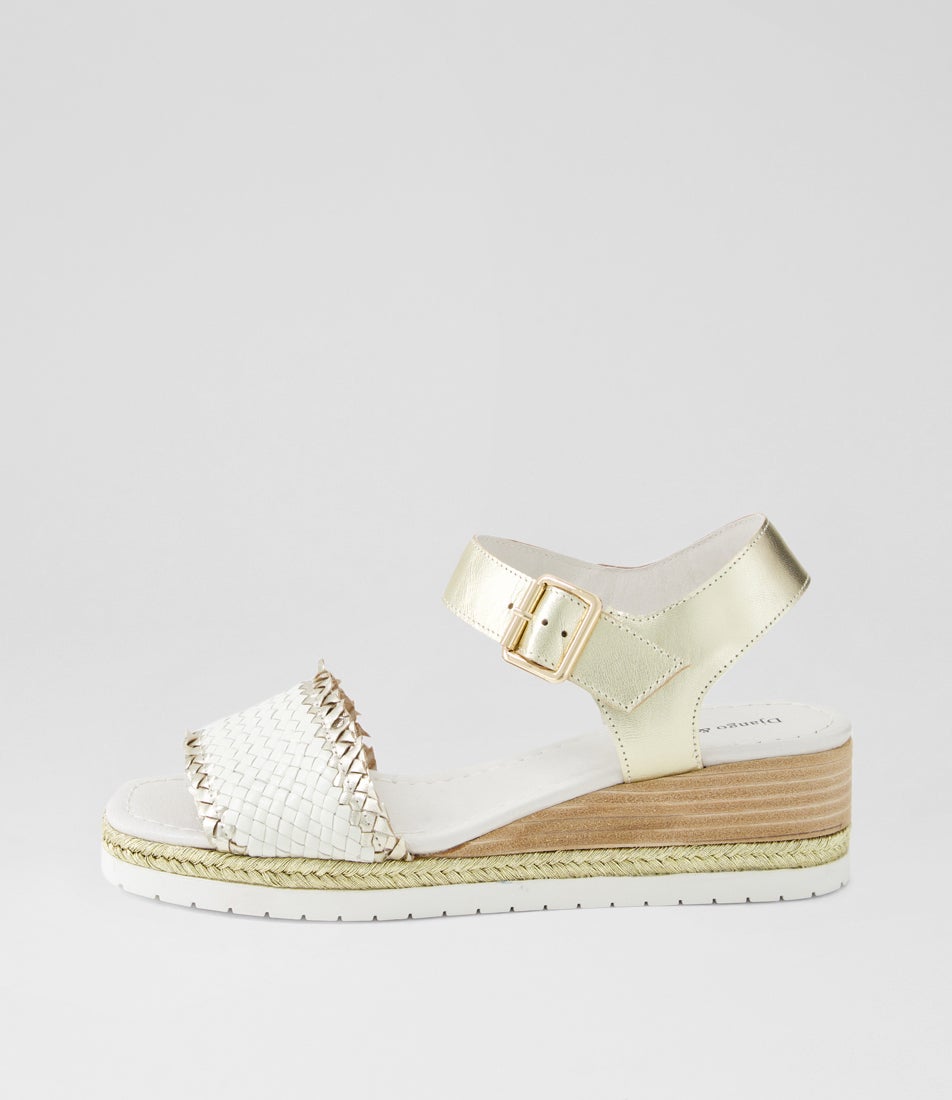 Indiga Gold Beige Weave Leather Sandals
