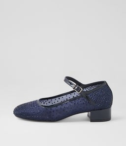 JELANIES DJ NAVY PATENT LEATHER MESH