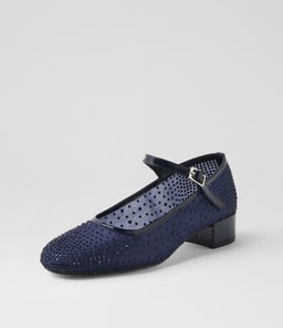 JELANIES DJ NAVY PATENT LEATHER MESH