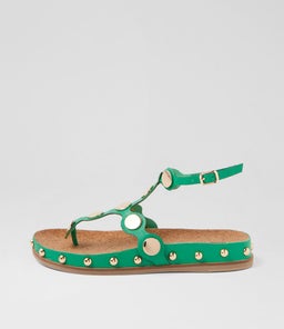 QELLON DJ BRIGHT EMERALD GOLD LEATHER